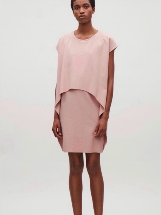 COS Dresses & Skirts - COS Cap Sleeve Tunic Dress Dusty Pink Size Small Minimalist Raw Hem Summer Chic